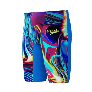 O Fato de Banho Competição Homem Speedo Fastskin LZR Pure Valor 2.0 Azul Multi apresenta a mais recente evolução da gama Fastskin LZR Pure Valor, desenvolvido por nadadores para nadadores. Feito de material leve com compressão moderada e construção projetada para suportar uma maior amplitude de movimento. A gama Valor 2.0 inclui uma costura interna compressiva na perna, projetada para um melhor suporte muscular, e possui um novo acabamento repelente à água de longa duração. O jammer de cintura regular oferece maior flexibilidade e pode ser preferido por nadadores de bruços e medley. Este produto foi totalmente aprovado pela FINA.