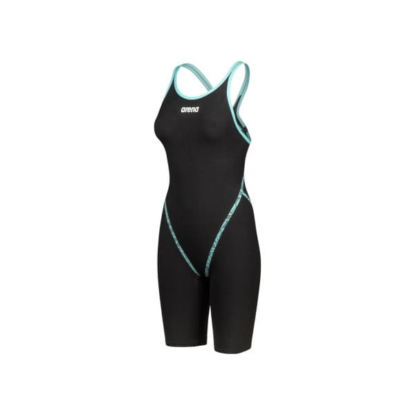 007768-100-1 Arena Powerskin Primo Preto-Teal Costas Abertas