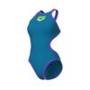 Fato de Banho Mulher Arena One Biglogo Azul: resistente ao cloro, confortável e hidrodinâmico em tecido MaxLife Eco.