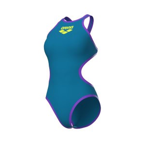 Fato de Banho Mulher Arena One Biglogo Azul: resistente ao cloro, confortável e hidrodinâmico em tecido MaxLife Eco.