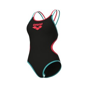 O Fato de Banho Arena One Double Cross Back Preto Brilhante combina design elegante, resistência ao cloro e liberdade total de movimento em tecido MaxLife Eco.