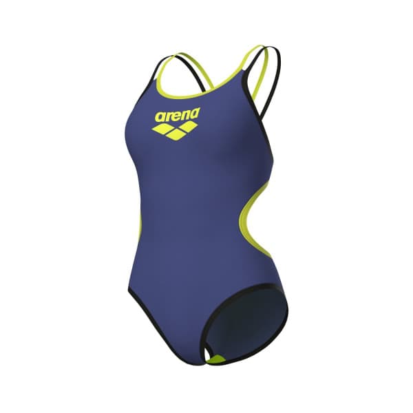 O Fato de Banho Arena One Double Cross Back Future Dusk combina design elegante, resistência ao cloro e liberdade total de movimento em tecido MaxLife Eco.