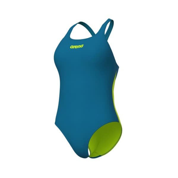 O Fato de Banho Mulher Arena Team Swim Pro Azul é um fato de banho de treino resistente ao cloro, confortável e durável, ideal para natação frequente.