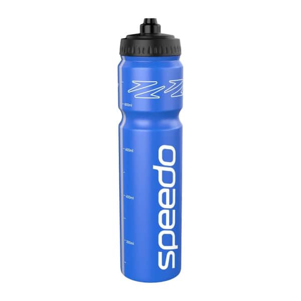 A Garrafa Speedo 1L Azul é prática, ergonómica e ideal para manter a hidratação durante treinos longos de natação ou ginásio.