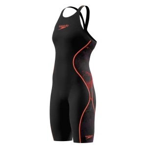 Fato de Banho Competição Mulher Speedo Fastskin LZR Pure Intent 2.0 Preto-Fogo Costas Abertas: compressão, potência e liberdade. Aprovado pela World Aquatics.