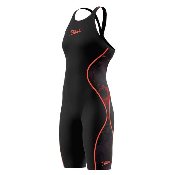 Fato de Banho Competição Mulher Speedo Fastskin LZR Pure Intent 2.0 Preto-Fogo Costas Abertas: compressão, potência e liberdade. Aprovado pela World Aquatics.