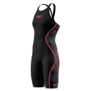 Fato de Banho Competição Mulher Speedo Fastskin LZR Pure Intent 2.0 Preto-Fogo Costas Fechadas: compressão, potência e liberdade. Aprovado pela World Aquatics.