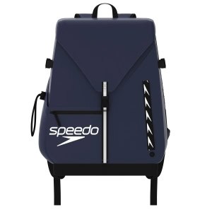 A Mochila Speedo 45L Pro Navy oferece grande capacidade, base resistente à água e bolsa removível para separar equipamento molhado e seco.