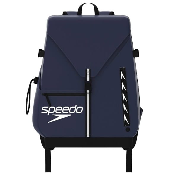 A Mochila Speedo 45L Pro Navy oferece grande capacidade, base resistente à água e bolsa removível para separar equipamento molhado e seco.