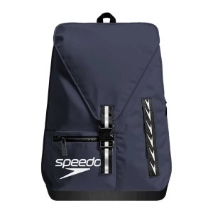 A Mochila Speedo 35L Team Navy é resistente, organizada e ideal para treinos e competições, com bolsa removível para separar material molhado e seco.
