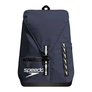 A Mochila Speedo 35L Team Navy é resistente, organizada e ideal para treinos e competições, com bolsa removível para separar material molhado e seco.