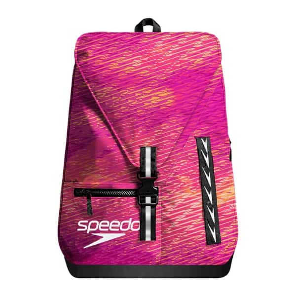 8-E000212002 A Mochila Speedo 35L Team Opaline Margarita é resistente, organizada e ideal para treinos e competições, com bolsa removível para separar material molhado e seco.